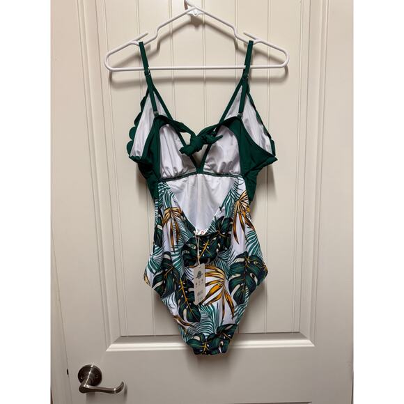 NWT Tropical PATPAT Swimsuit OnePiece Leaves Printed V Neck Swimwear Size Large - Picture 7 of 7